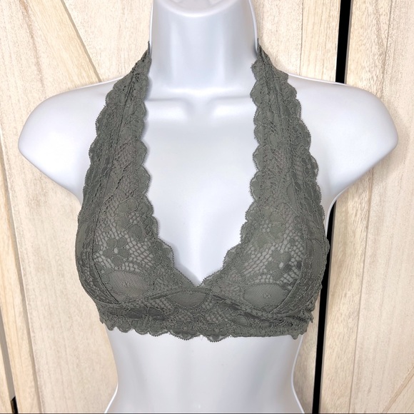 3/20 🎉 Intimately Free People Graphite Galloon Lace Halter Bra, XS - Picture 2 of 6